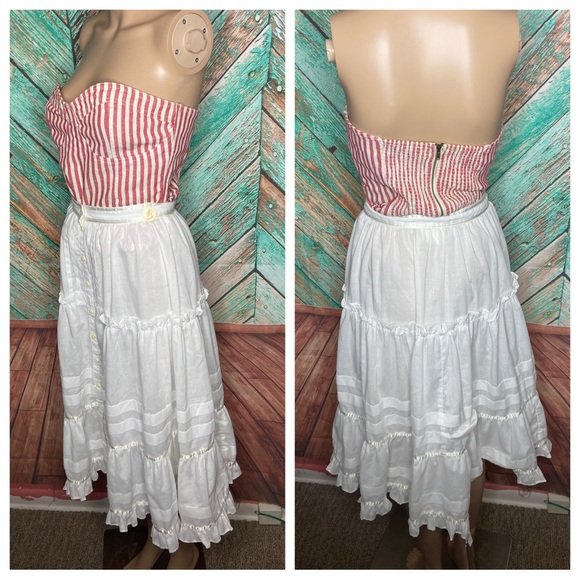 Vintage White Jessica’s Gunnies Gunne Sax Tiered Cotton Boho Cottagecore Skirt - Picture 4 of 5